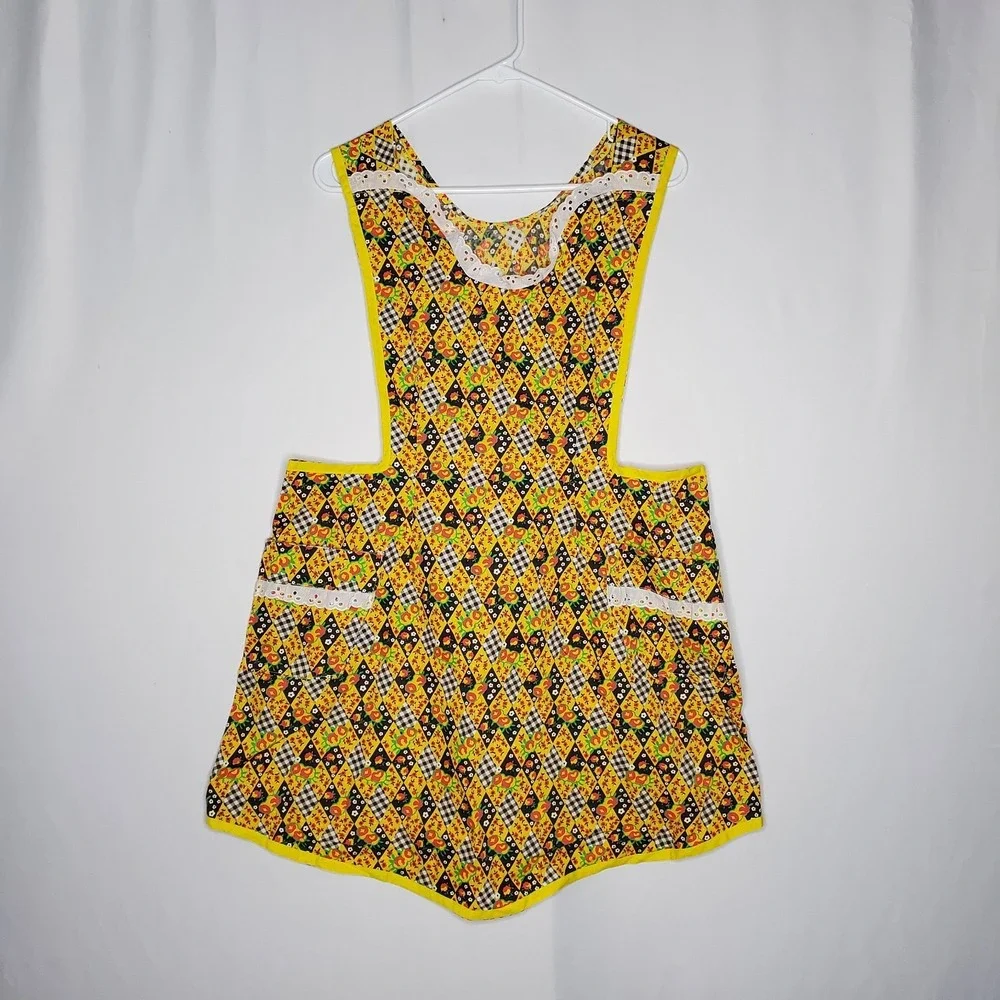 Vintage Apron Retro Floral Gingham Plaid Cottagecore Farmhouse Holly‎ Hobbie
